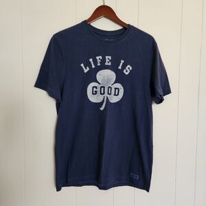 Lucky Brand "Life is Good" Navy Crusher Tee, Classic Fit T-shirt, Size Medium